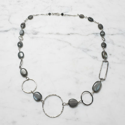 Sterling Silver Link Moonstone Necklace