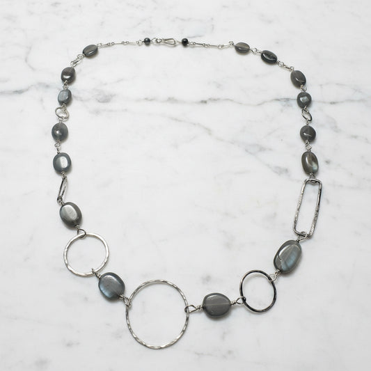 Sterling Silver Link Moonstone Necklace