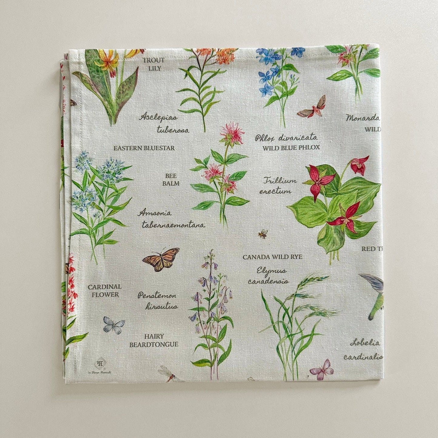 New England Herbarium Fabric Napkin - Reusable Cocktail and Dinner Napkins