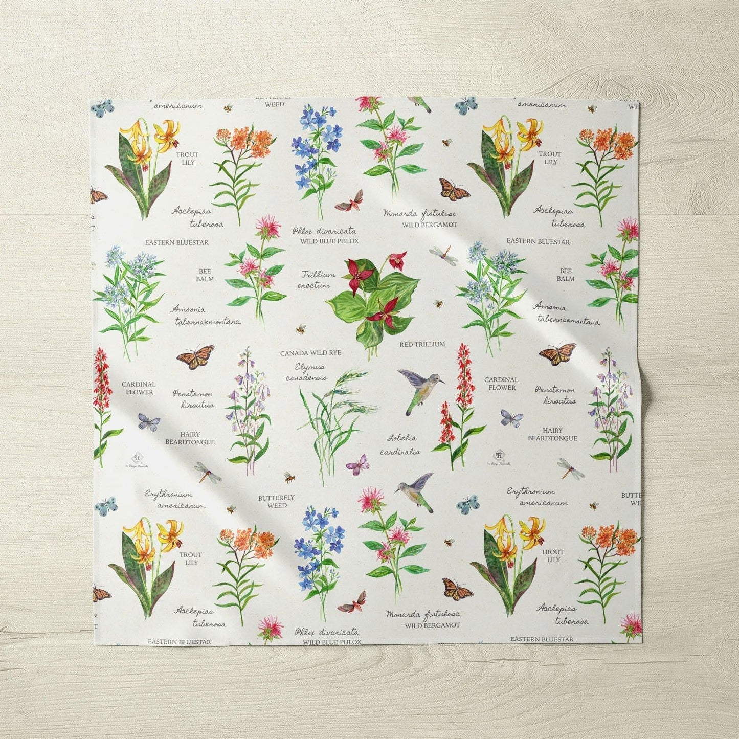 Decorative botanical print fabric napkin for home decor
