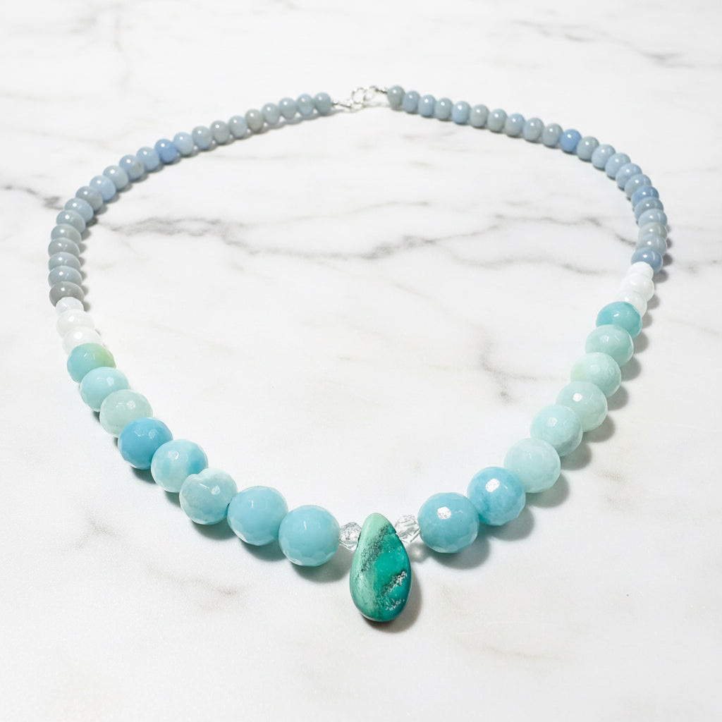 Ocean Blue Gemstone beaded Necklace* Janine Design