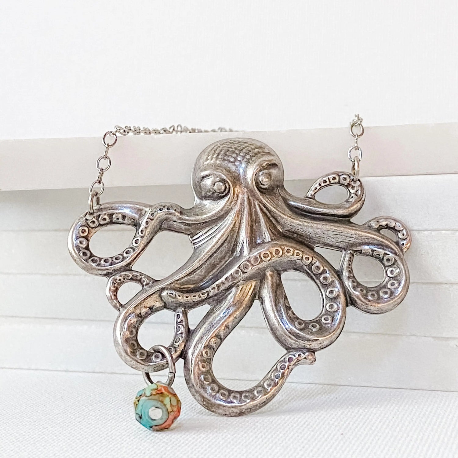 Octopus Necklace, Steampunk Style, Silver or Bronze Finish - Uni-T