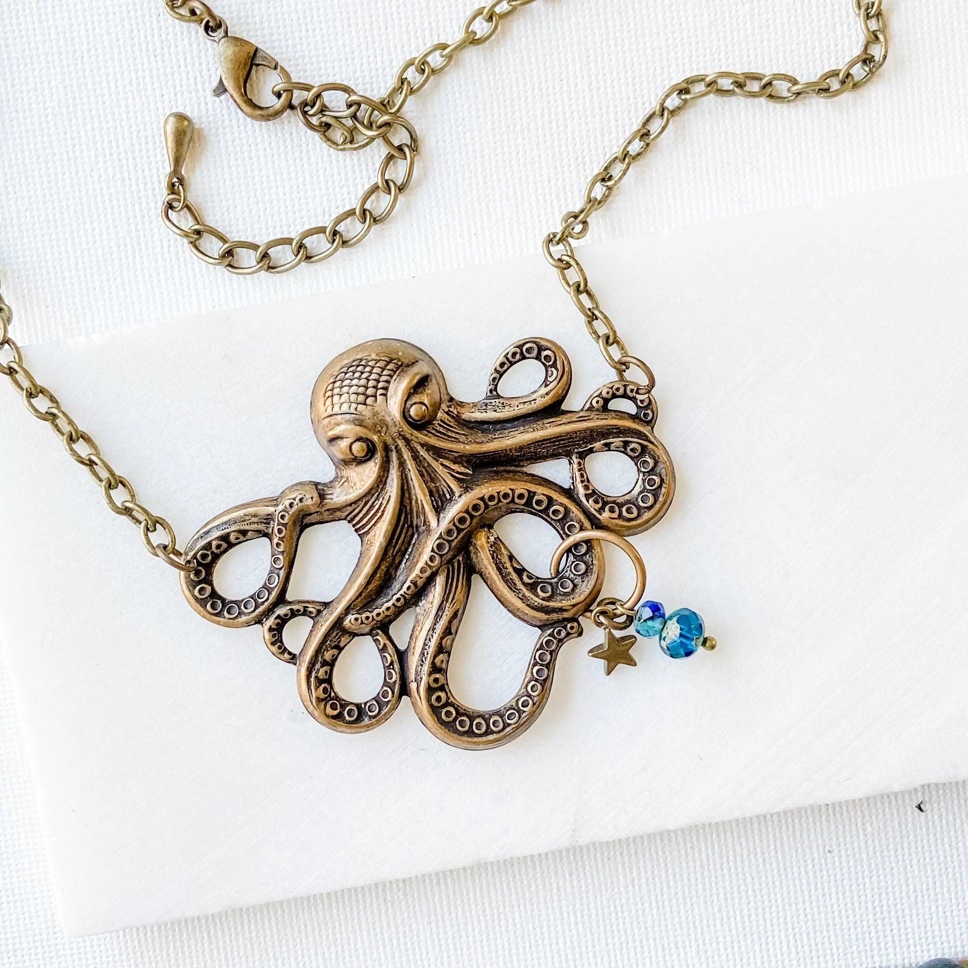 Octopus Necklace, Steampunk Style, Silver or Bronze Finish - Uni-T