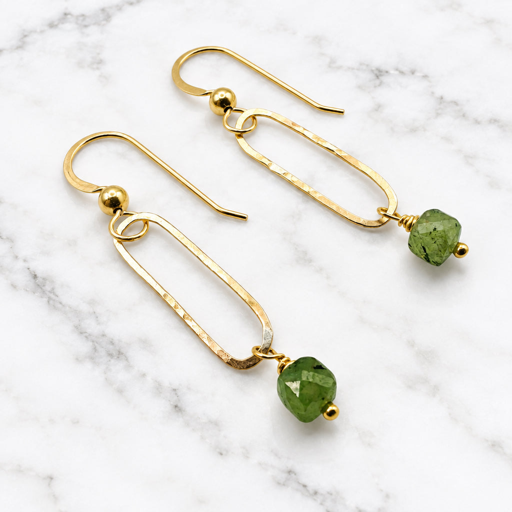 Paperclip Link Tourmaline Earrings