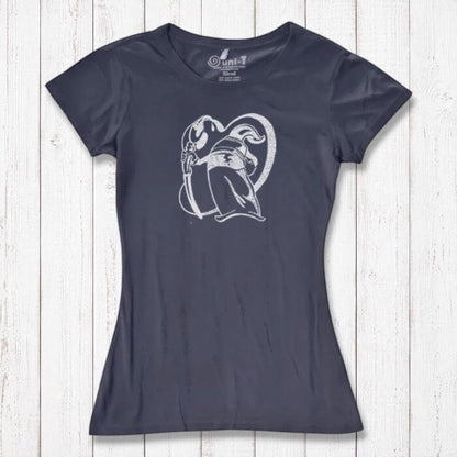 Charcoal gray bamboo and organic cotton women's t-shirt with 'Paint More' artwork by Eujin Kim Neilan. Perfect for creative gift-giving.