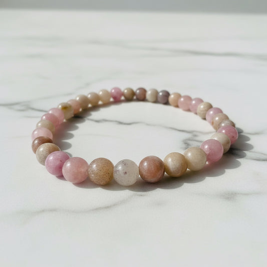 Peach Gemstone Stretch Bracelet***