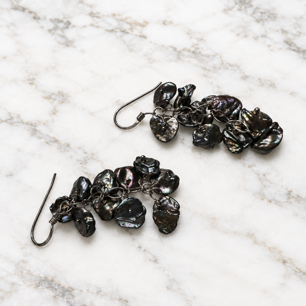 Chain Drop Earrings-Peacock Pearls
