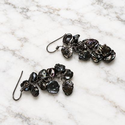 Chain Drop Earrings-Peacock Pearls