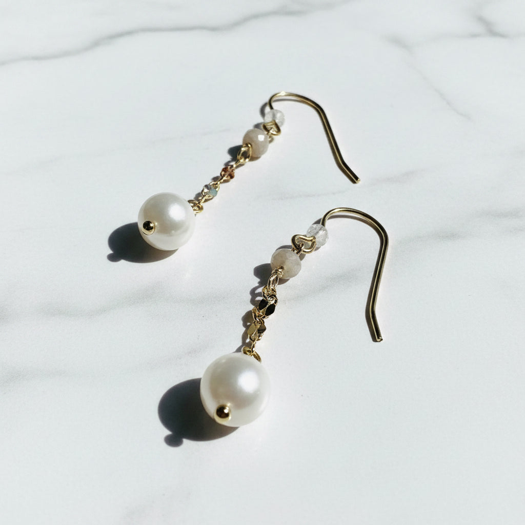Pearl Drop Earrings, Gold Filled Earrings Janine Gerade
