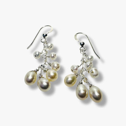 Chain Drop Earrings-Pearls*