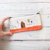 Pencil Pouches, Hand Painted Mixed Media Zipper Pouch