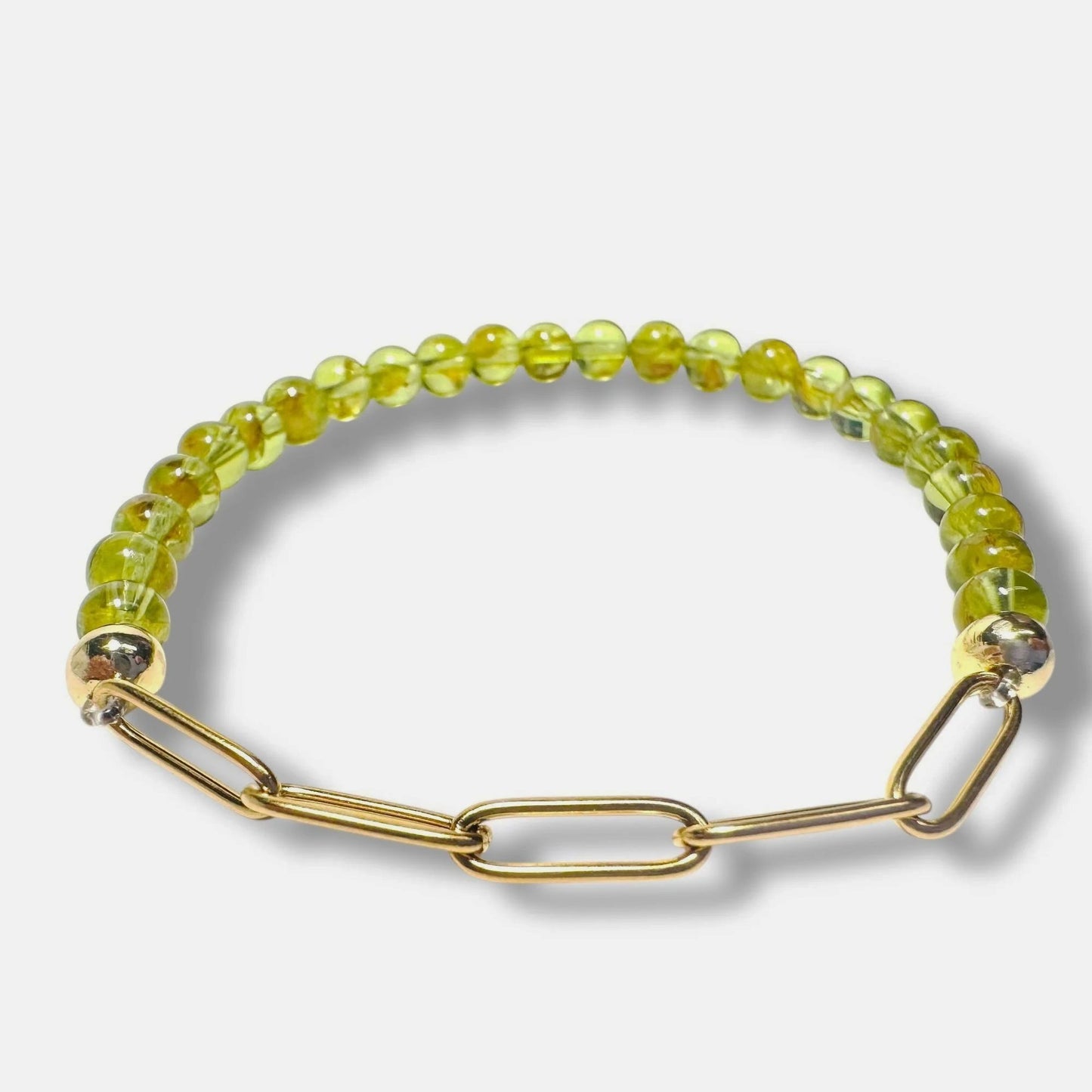 Chain and Gemstone Stretch PeridotBracelet*