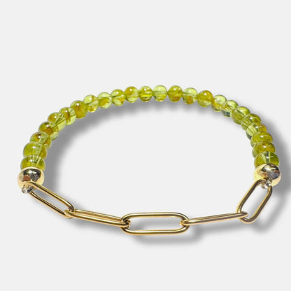 Chain and Gemstone Stretch PeridotBracelet*