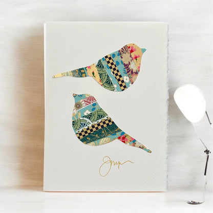 Pair of Chickadees Handmade Collage Greeting Card