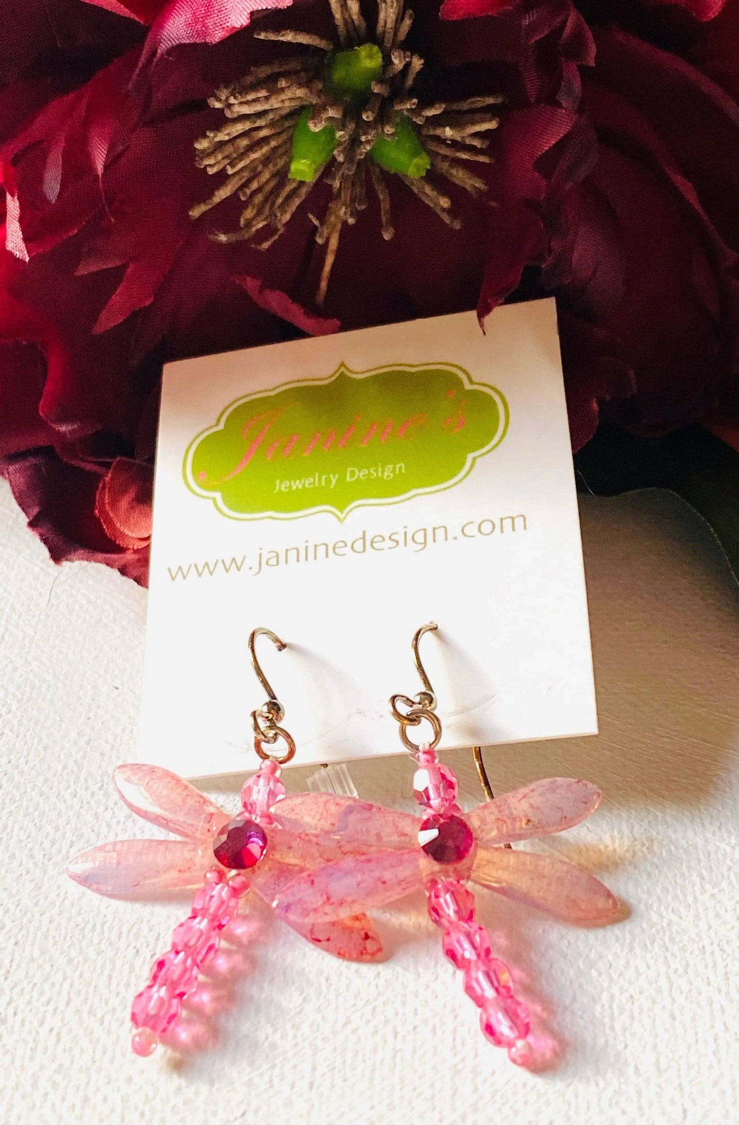 Pink Dragonfly Earrings, Dragonfly Earrings* Janine Gerade
