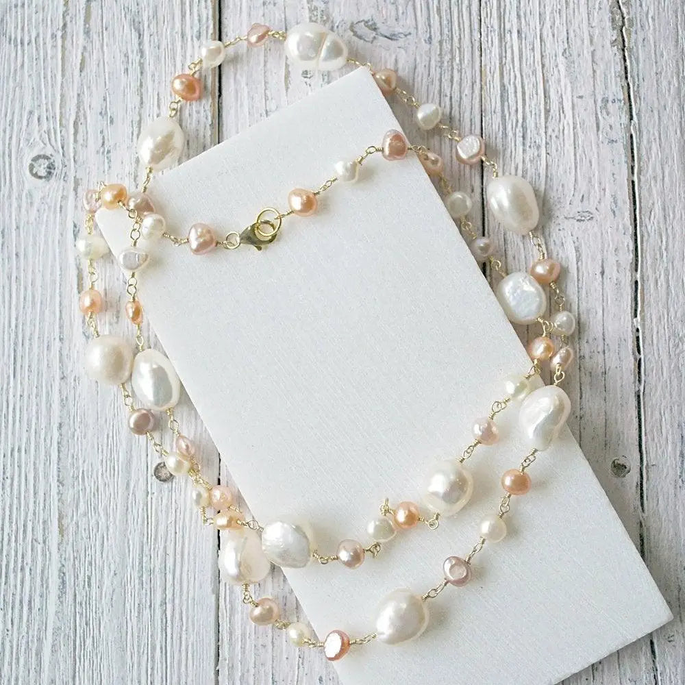 Pink Stones With Pearl Necklace - Uni-T