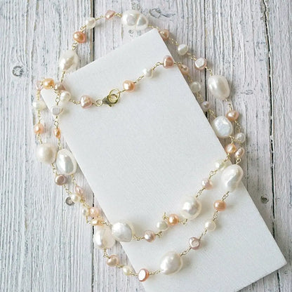 Pink Stones With Pearl Necklace - Uni-T
