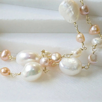 Pink Stones With Pearl Necklace - Uni-T