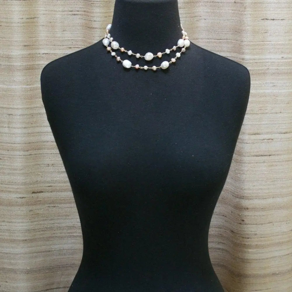 Pink Stones With Pearl Necklace - Uni-T