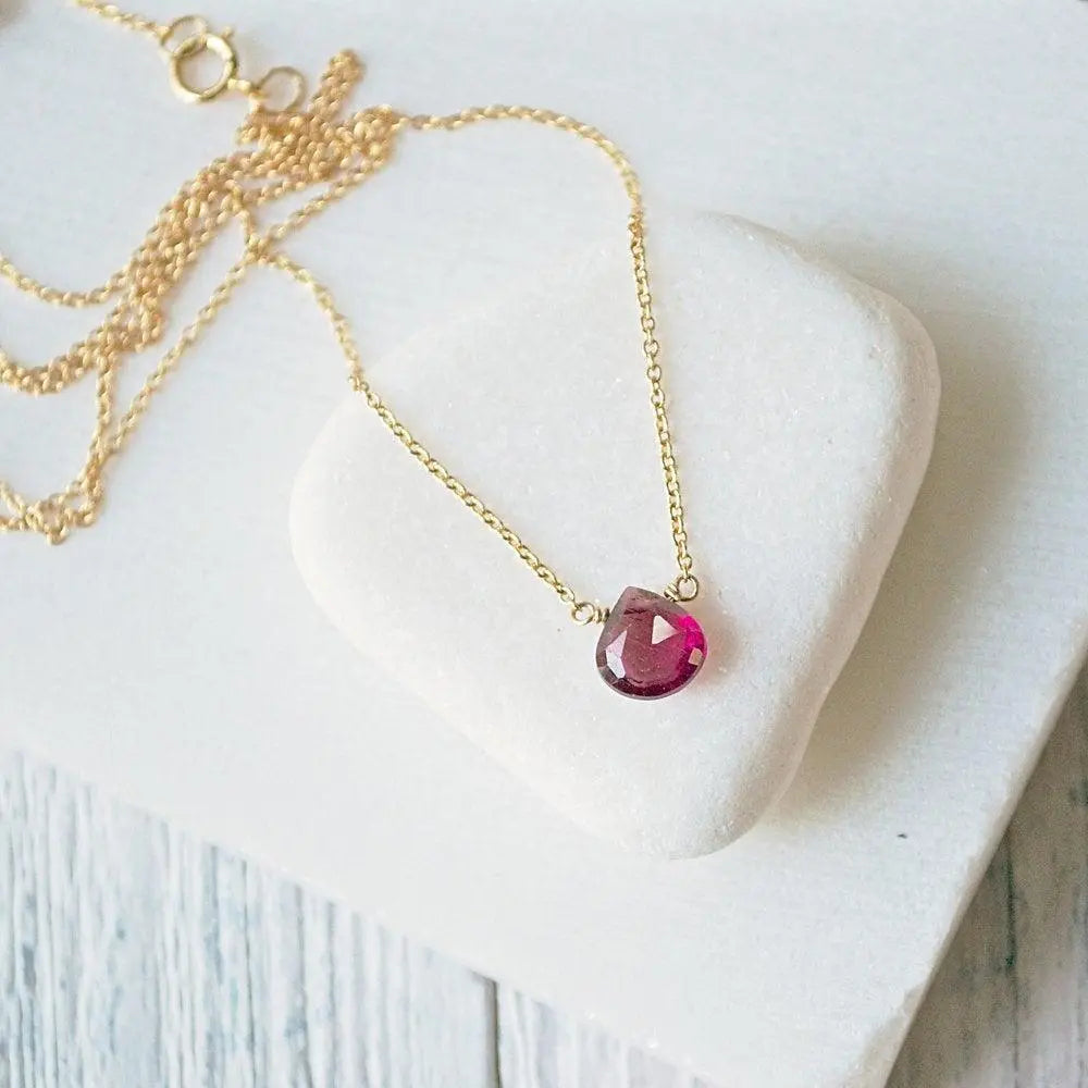 Pink Tourmaline & Gold Fill Necklaces - Uni-T