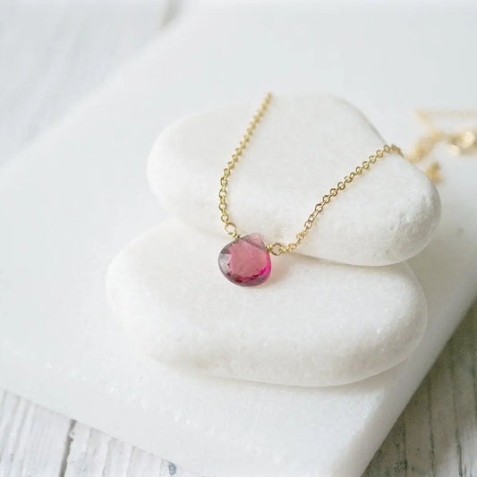 Pink Tourmaline & Gold Fill Necklaces - Uni-T