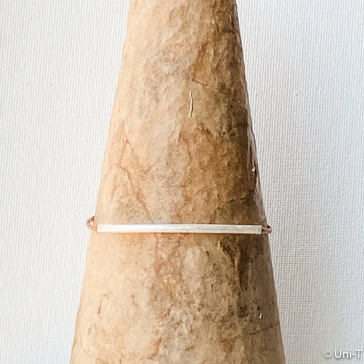 Precious Metal Clay Silver Bar on Suede Cord Bracelets - Uni-T