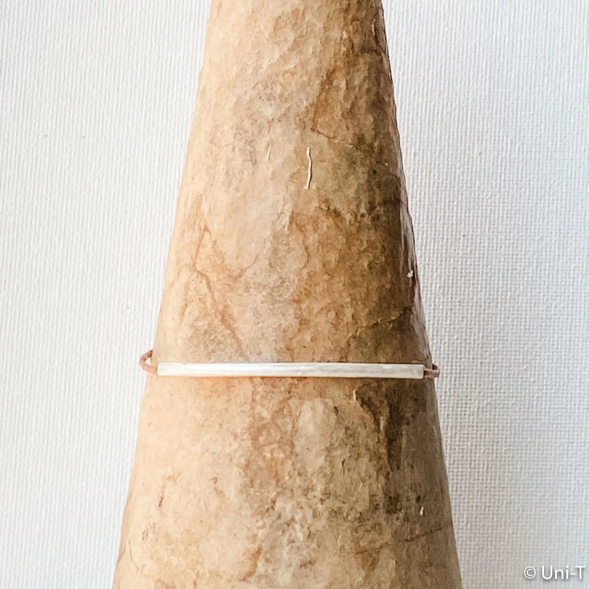 Precious Metal Clay Silver Bar on Suede Cord Bracelets - Uni-T