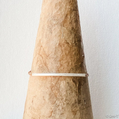 Precious Metal Clay Silver Bar on Suede Cord Bracelets - Uni-T