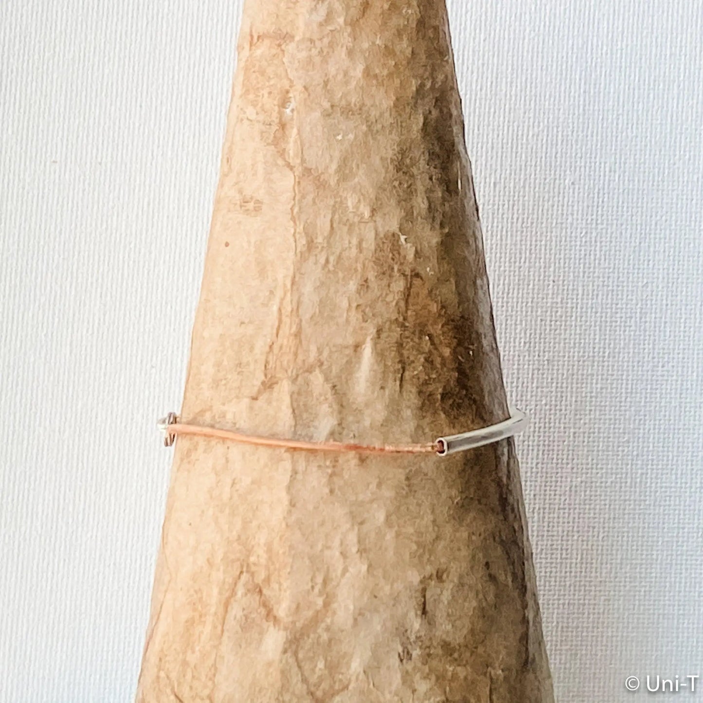 Precious Metal Clay Silver Bar on Suede Cord Bracelets - Uni-T