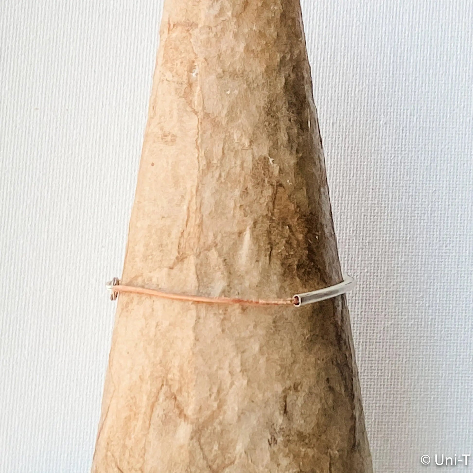 Precious Metal Clay Silver Bar on Suede Cord Bracelets - Uni-T