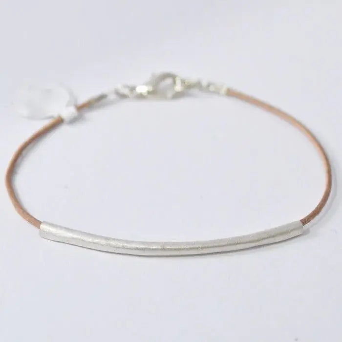 Precious Metal Clay Silver Bar on Suede Cord Bracelets - Uni-T