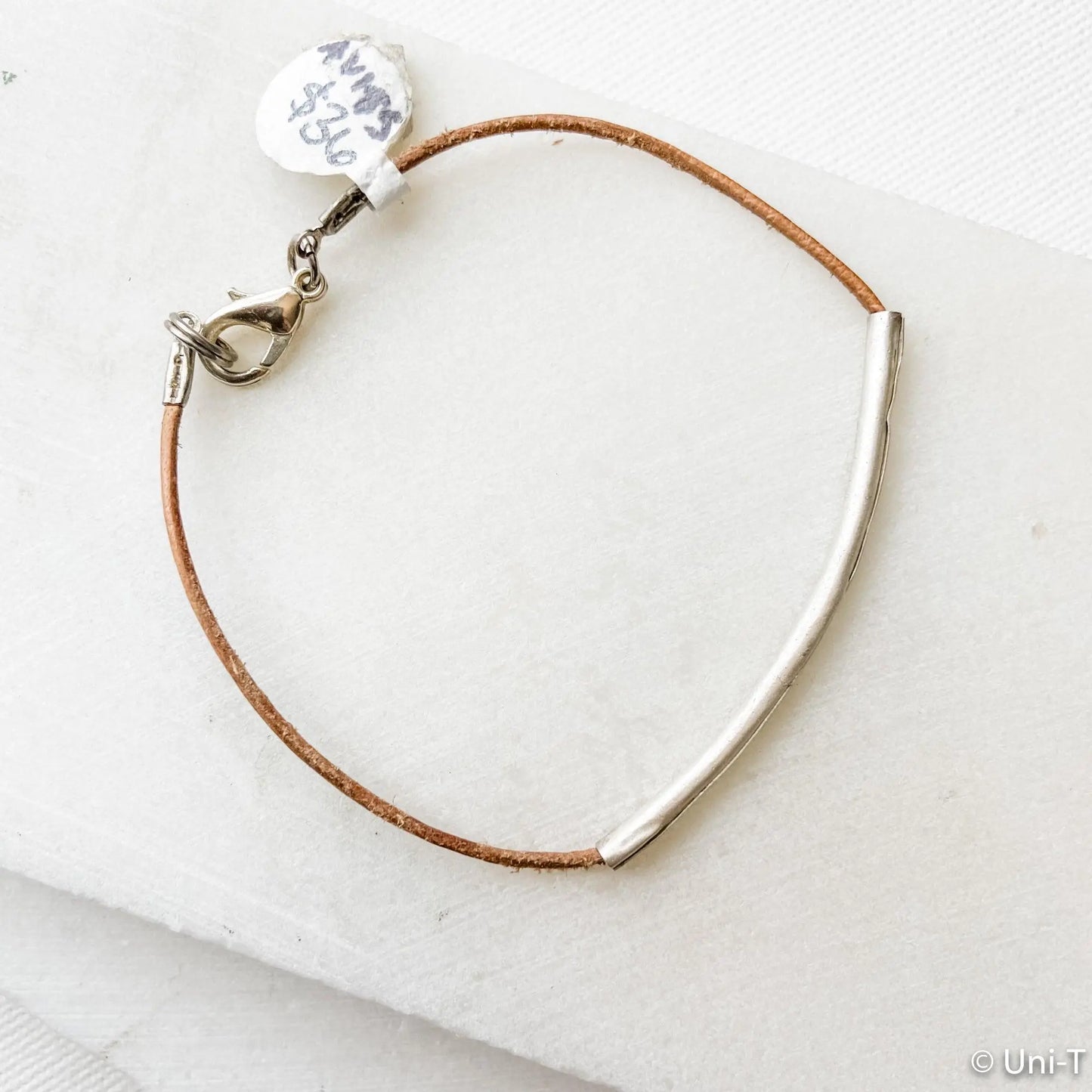 Precious Metal Clay Silver Bar on Suede Cord Bracelets - Uni-T