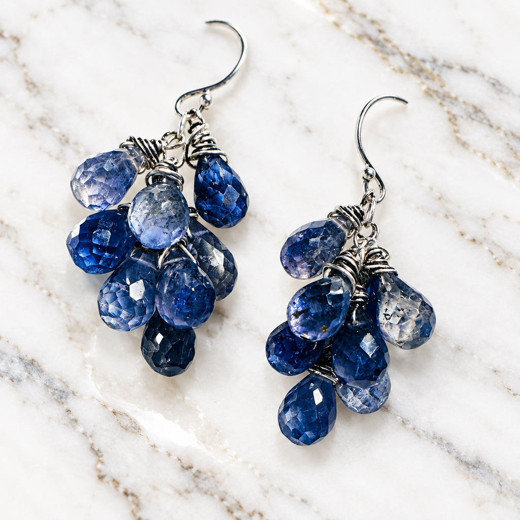 Natural Iolite Drop Earrings