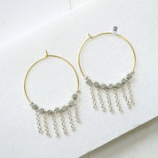 Pyrite Hoop with Dangle Chains Earrings