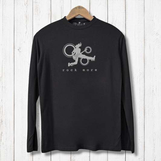 Rock More Bamboo T-Shirts - Eco-Friendly Men's Tees in black with graphic guitarist print. Made from bamboo and organic cotton for sustainable comfort.