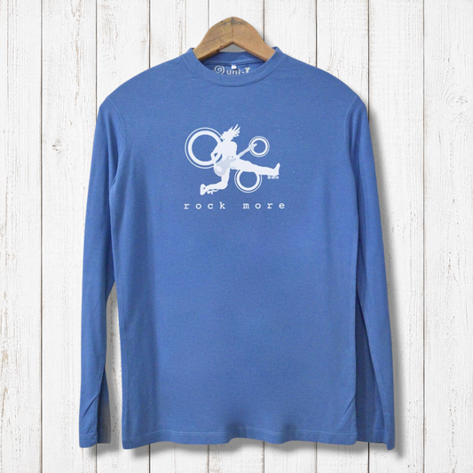 Rock More Bamboo T-Shirts - Eco-Friendly Men's Tees in blue featuring a bold music-themed graphic. Soft, breathable bamboo blend ideal for daily wear.