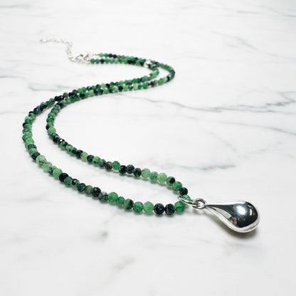 Dainty Beaded Ruby Zoisite Necklace***