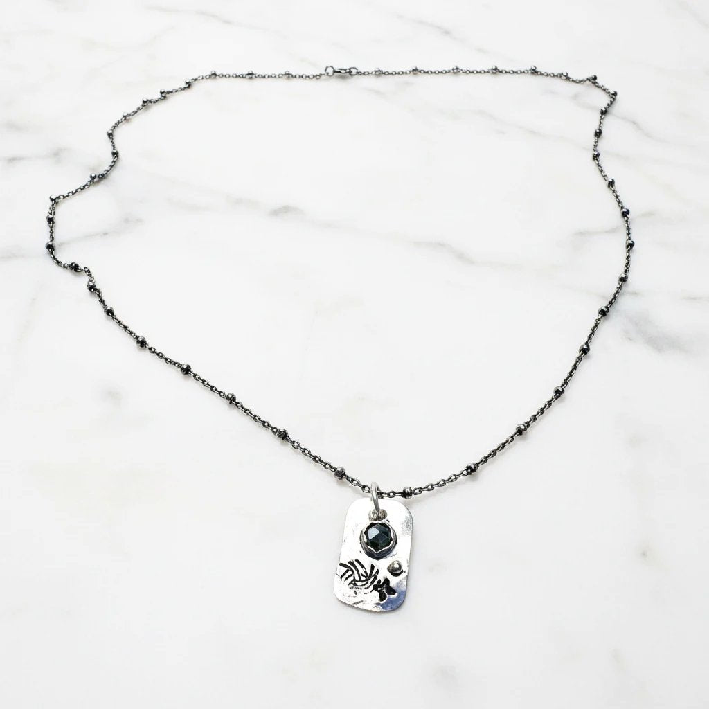 Hematite Tag Necklace
