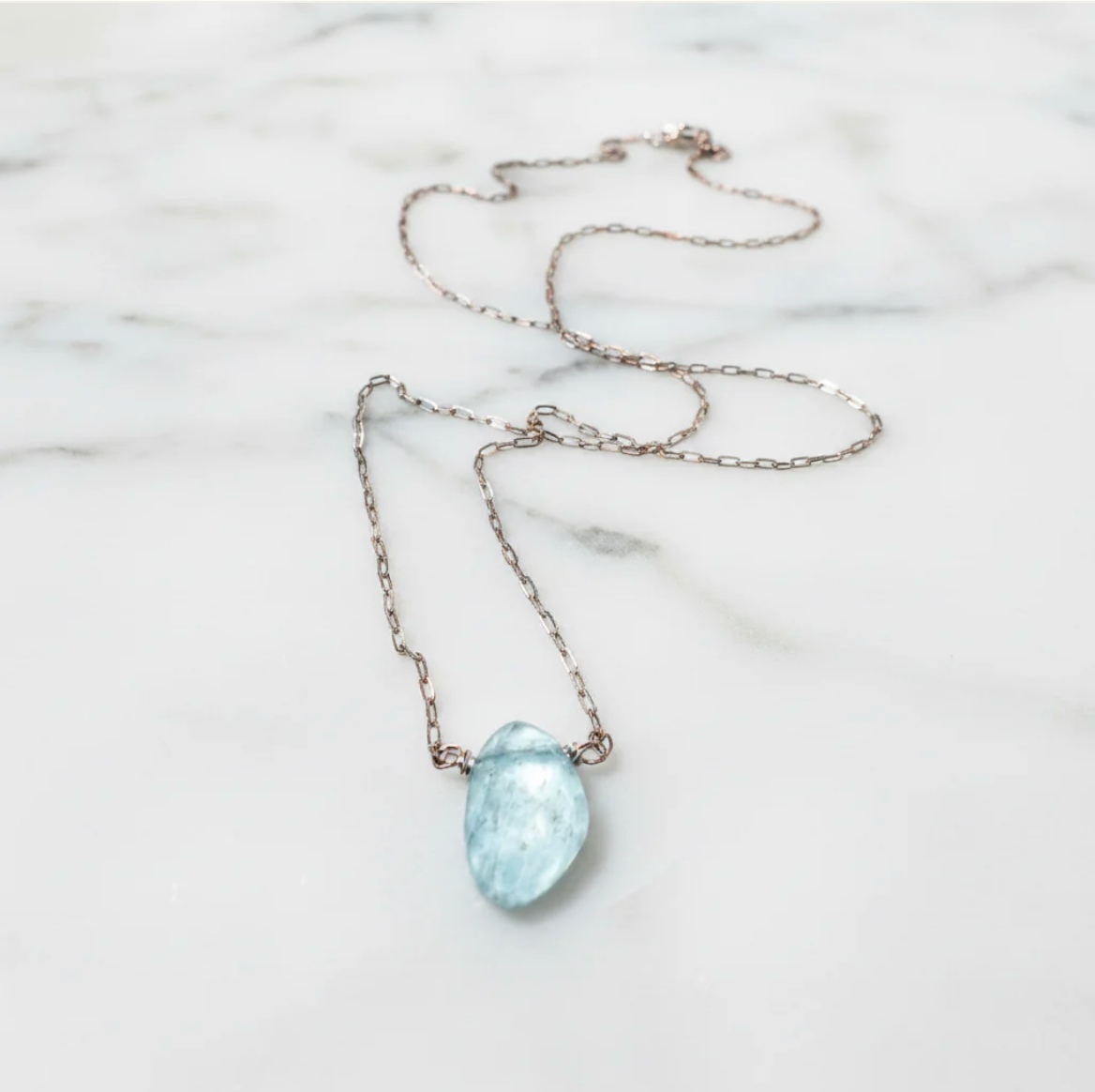 Aquamarine Gemstone Necklace, Layering Necklace