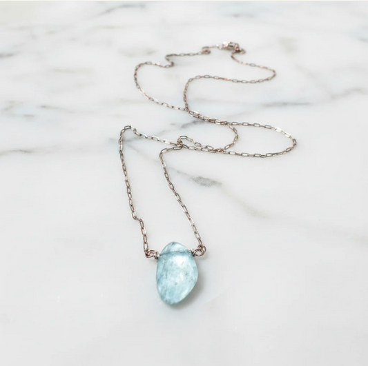 Aquamarine Gemstone Necklace, Layering Necklace