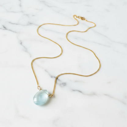 Aquamarine Gemstone Necklace, Layering Necklace