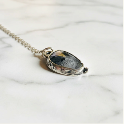 Rutilated Quartz Handcrafted Silver Pendant Necklace, Artisan Necklace