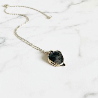 Rutilated Quartz Handcrafted Silver Pendant Necklace, Artisan Necklace