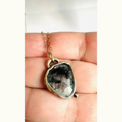 Rutilated Quartz Handcrafted Silver Pendant Necklace, Artisan Necklace