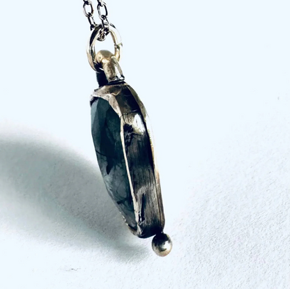 Rutilated Quartz Handcrafted Silver Pendant Necklace, Artisan Necklace