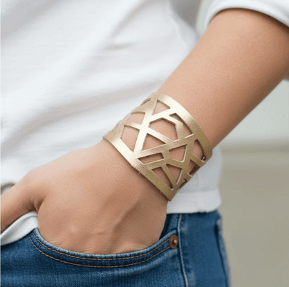 Platinum Barcelona Leather Cuff, Leather Bracelet