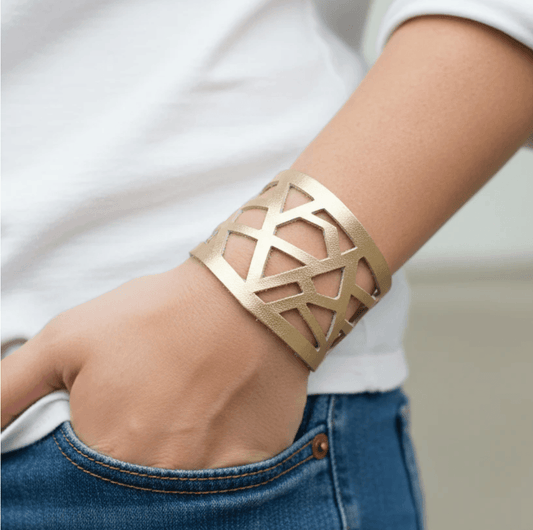 Platinum Barcelona Leather Cuff, Leather Bracelet