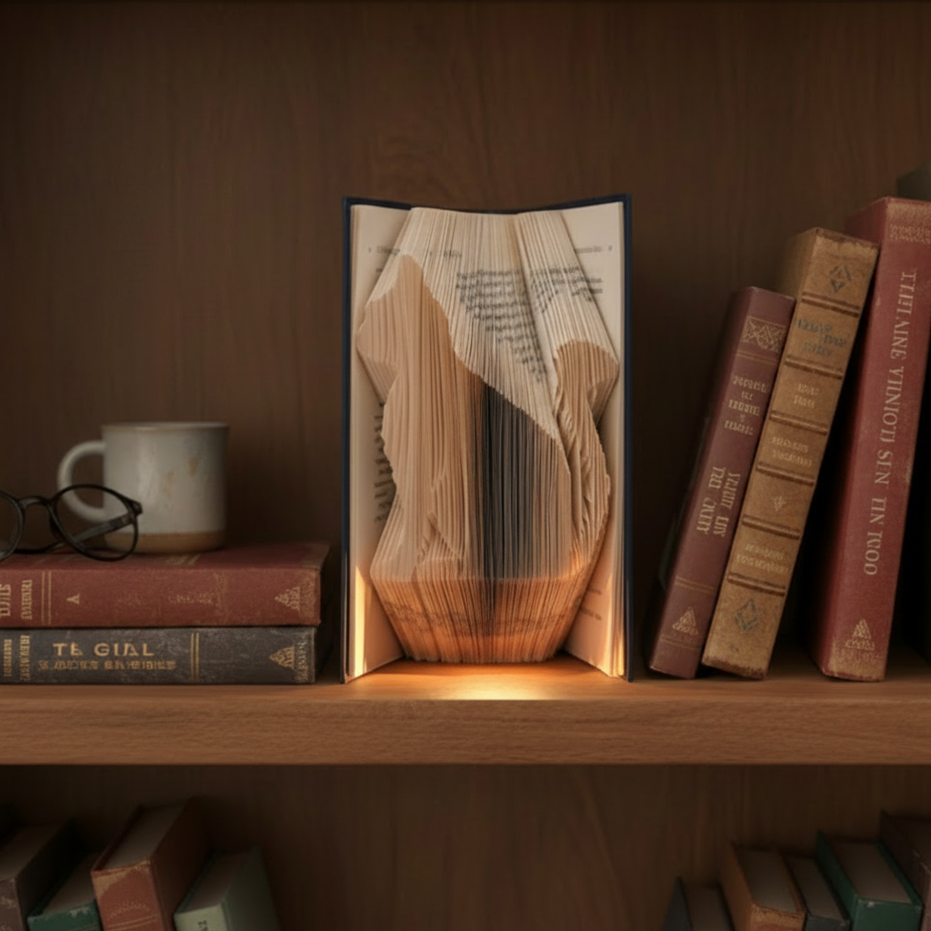 3D Folded Book Art Seated Cat