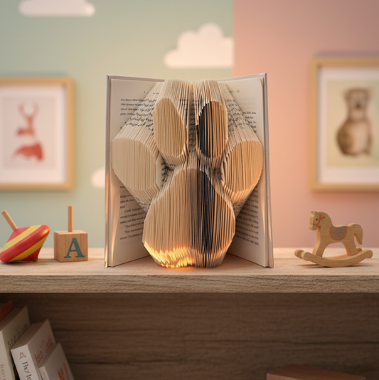 3D Folded Book Art Paw Print