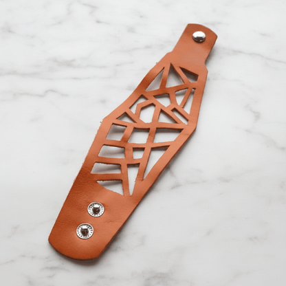 Orange Barcelona Leather Cuff, Leather Bracelet